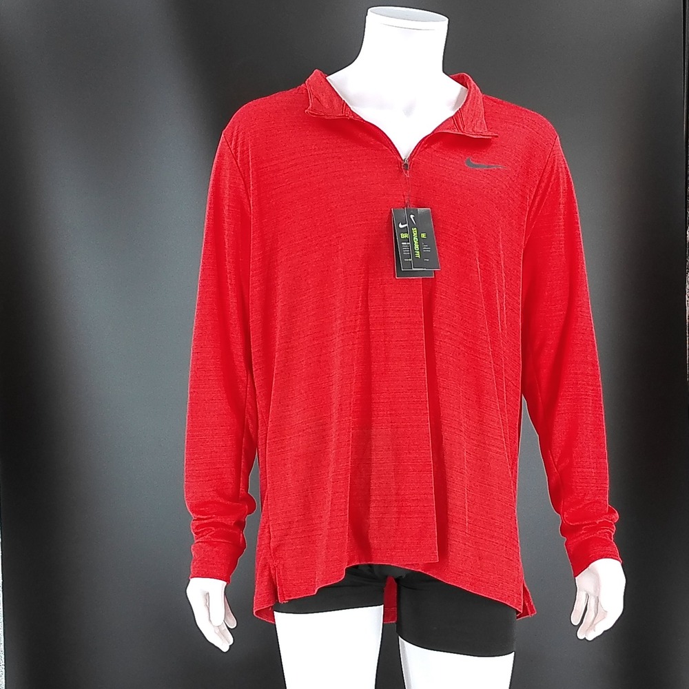 Nike Dri-FIT Mens XXL Red Heather Quarter Zip Golf Pullover Shirt NEW